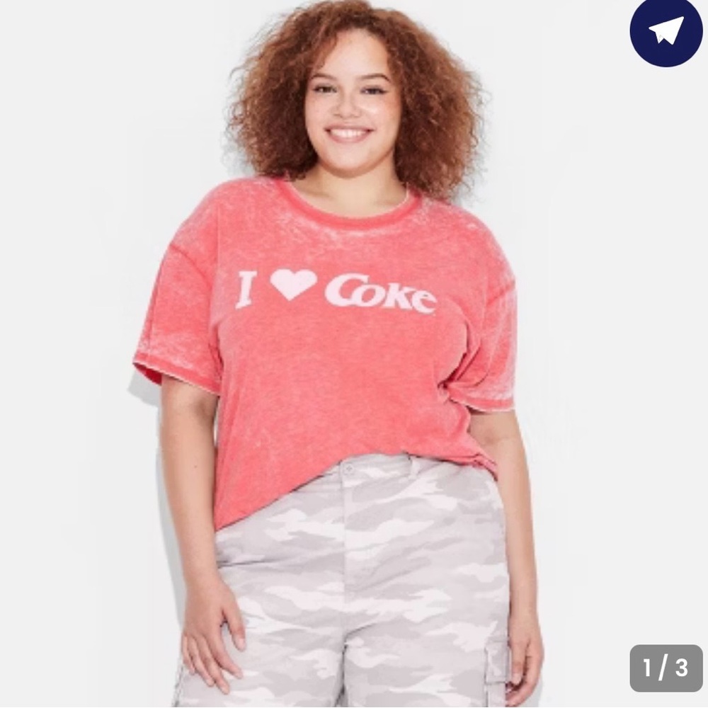 Women's “I Heart Coke” Burnout Oversized Short Sleeve Graphic T-Shirt, Red, XXL